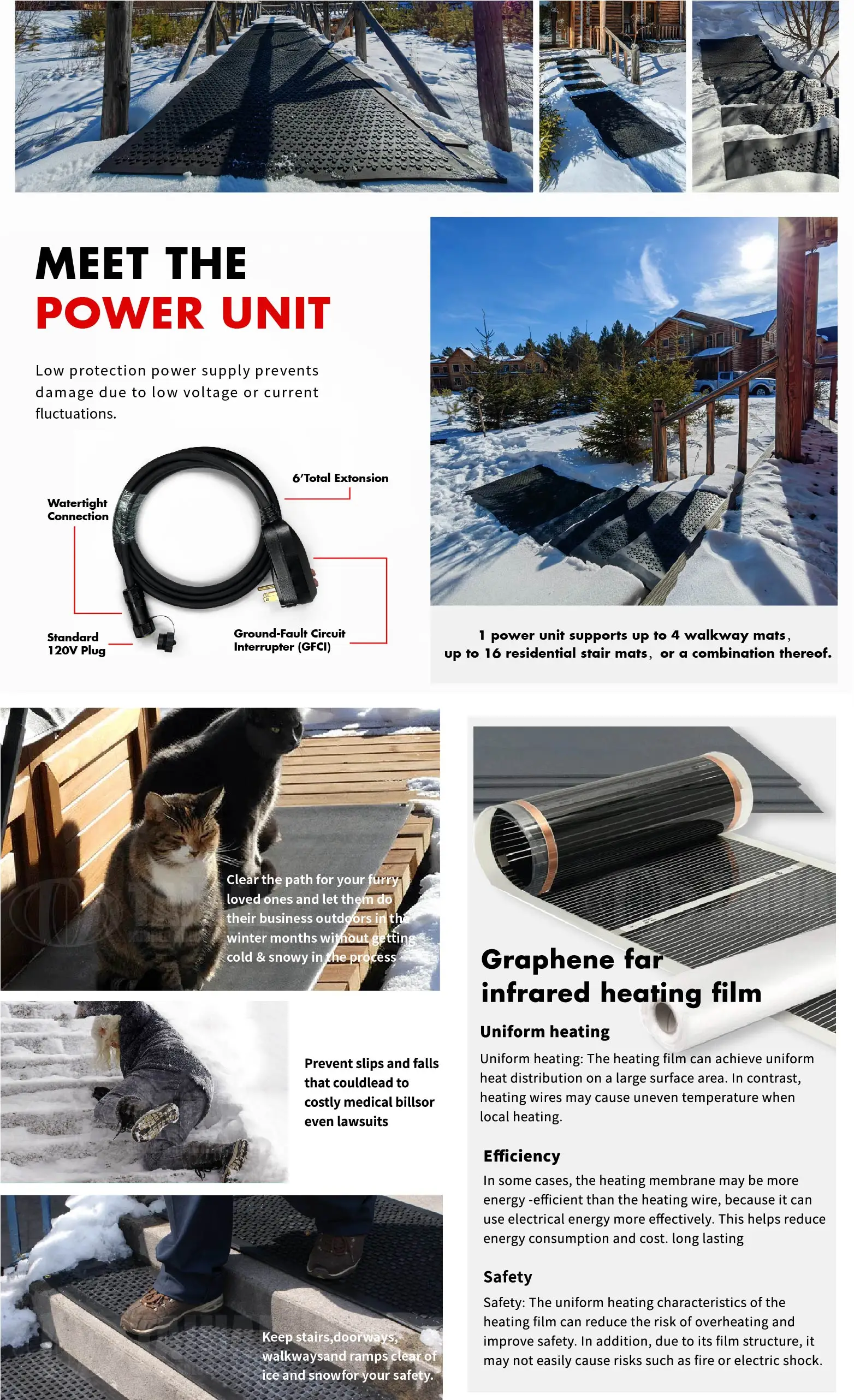 Hot Selling Walkway And Driveway Rubber Ice Snow Melting Heating Mat