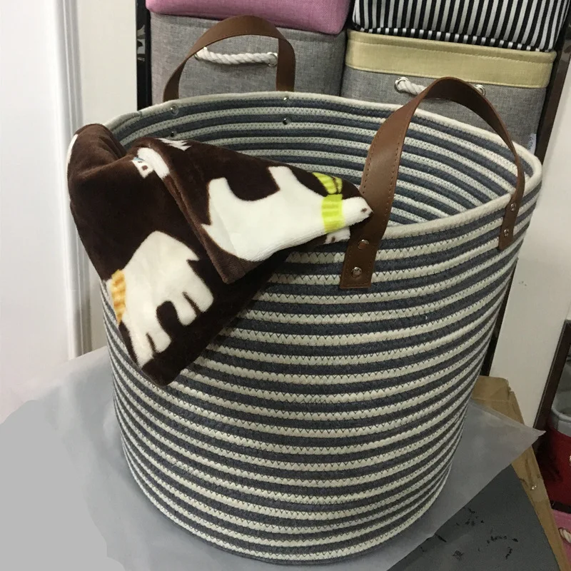Cotton rope baskets set of 3 storage bins organizer decorative woven basket for nursery baby clothes toy towels