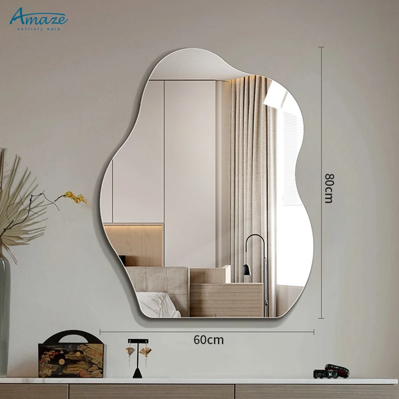 Bathroom irregular shape Interior bedroom dressing living room backlit wall hanging makeup smart led mirror supplier