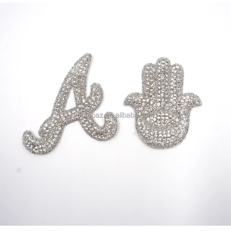 Designer ready design wholesale rhinestone t-shirt logo bowtie luxury heat press rhinestone patches