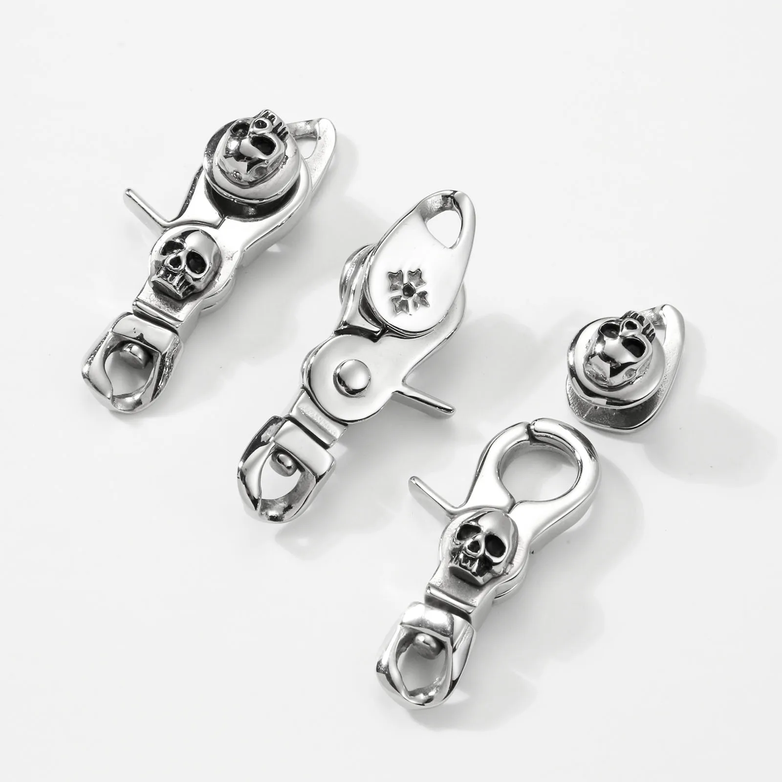 Stainless Steel Casting with Hook Clasp Spring Keychain Personalized Skull Jewelry Accessories