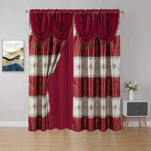 Fashion European Model Wholesale Window Blackout Curtains High Quality Fabric Double Layers Valance Curtains for Bedroom