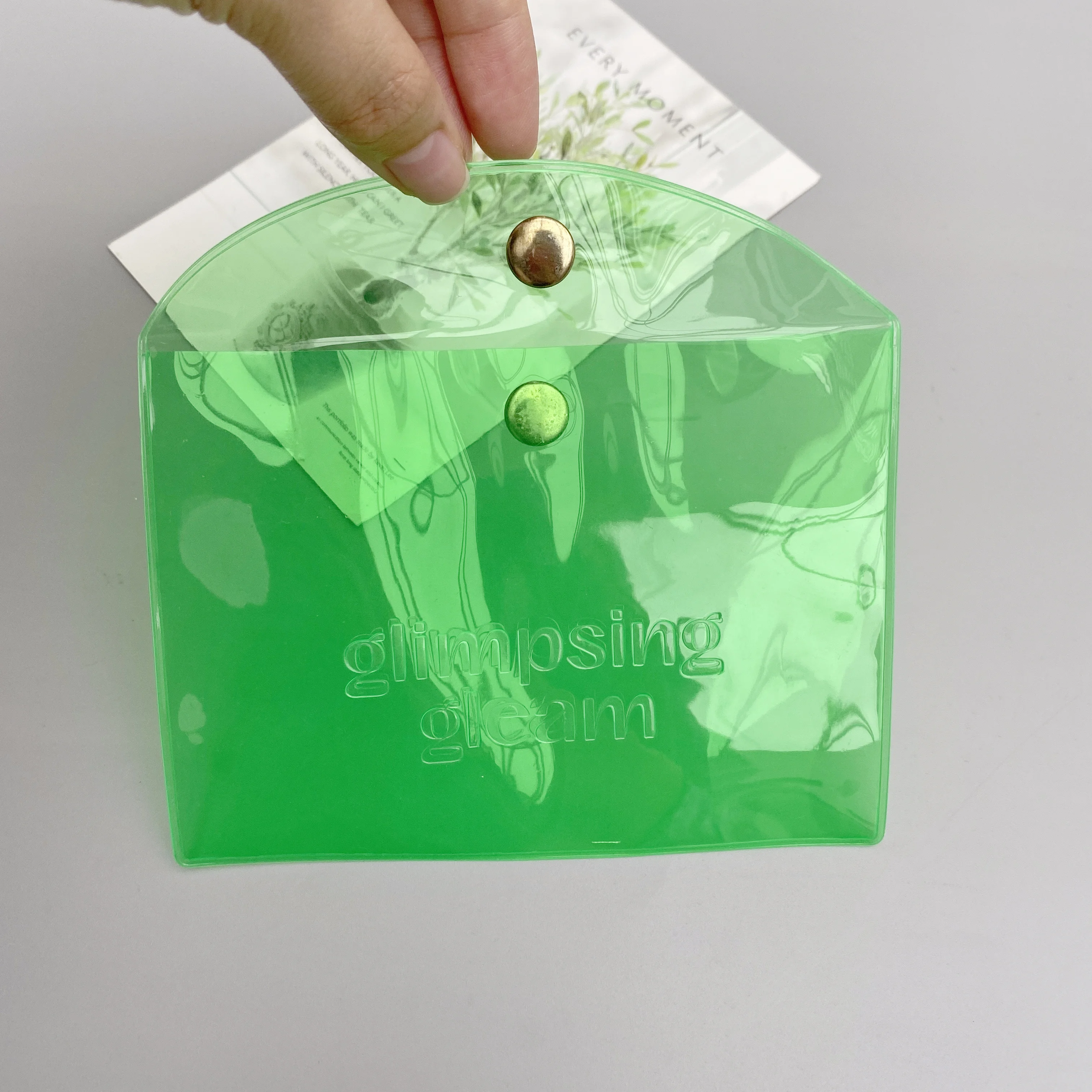Bulk Custom Clear Colored PVC Resealable Vinyl Snap Button Snap Closure Plastic PVC Clear Bags