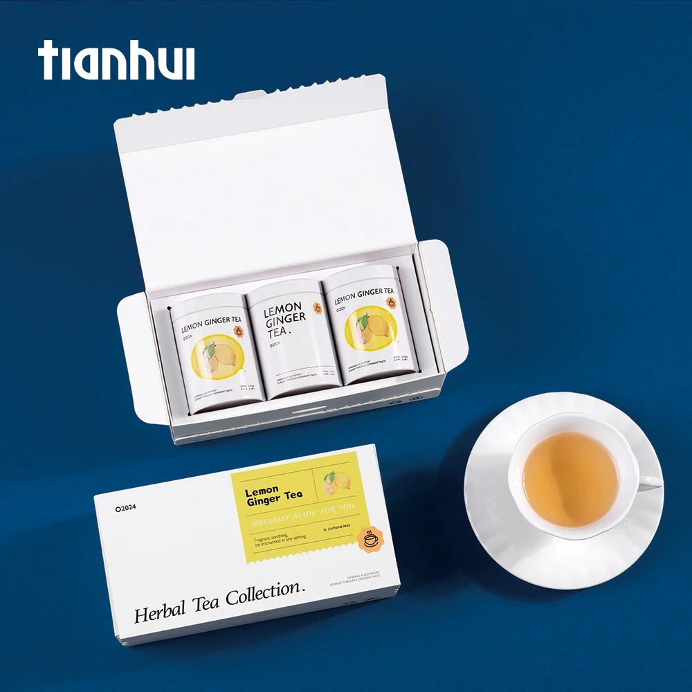 Caja con cremallera plegable simple personalizada Tianhui, caja fácil de despegar, juego para colección de té de hierbas, envases de té de jazmín, latas de almacenamiento