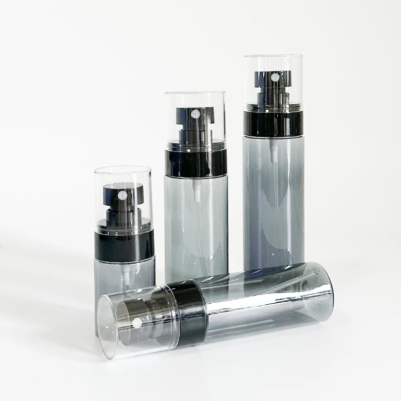 Empty Fine Mist 120ml Round PET Plastic Perfume Toner Black Spray Bottle Screw Cap 30ml 60 80 100 ml