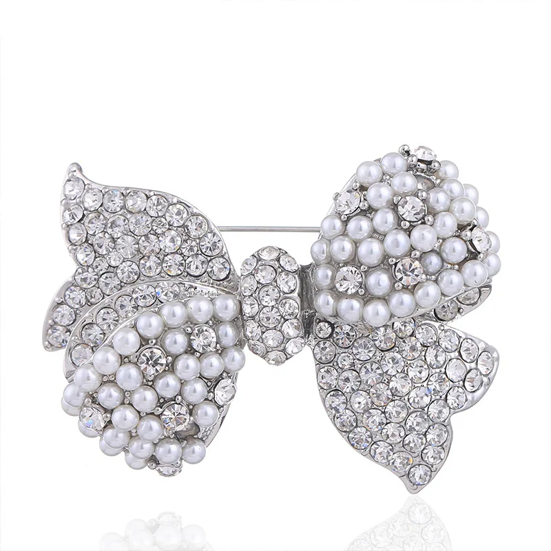 Broche Papillon Or Avec Perle Blanche - Bijou Émail Pour Femme, Cadeau Mariage/Anniversaire