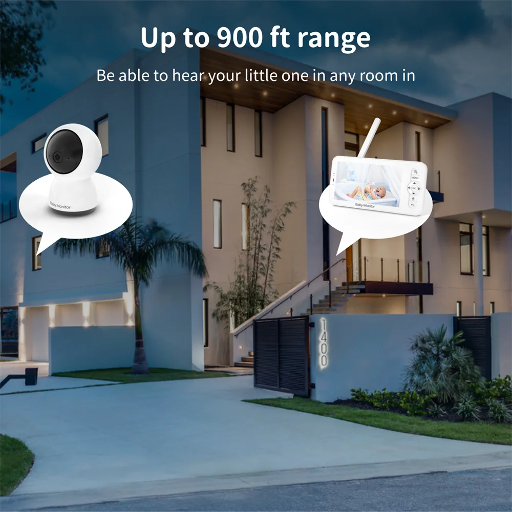 5'' HD 1080p Wifi Smart Home Wireless Two-Way Talk Pan-tilt Baby 5 Indoor Surveillance Baby Monitor Support SD Memory Card