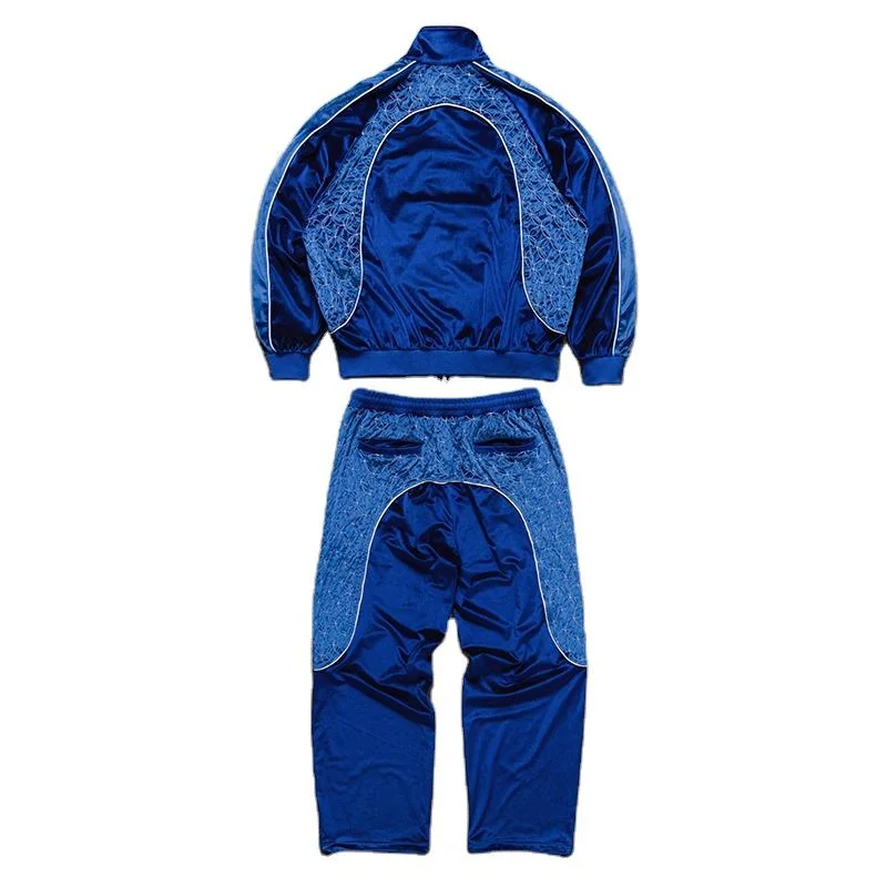 SALATI Custom Streetwear Baggy Oversize Zip up Jacket and Pants Manufacturer Velour Sweatsuit Reflective Velvet Tracksuit Set gallery 4