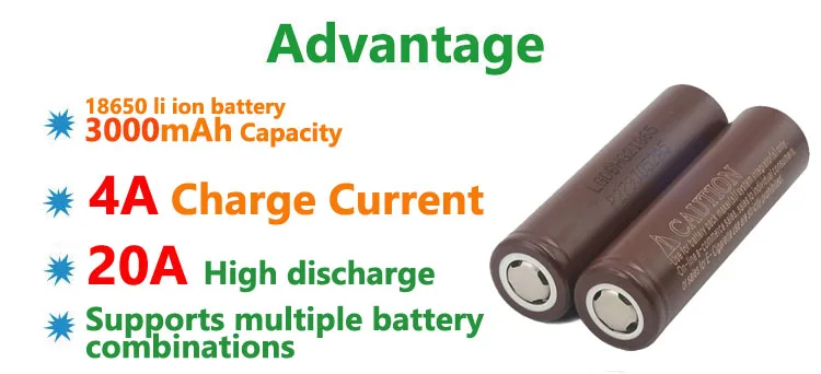 Original 18650 Hg2 3.6v 3000mah Lithium Ion Battery Continuous ...