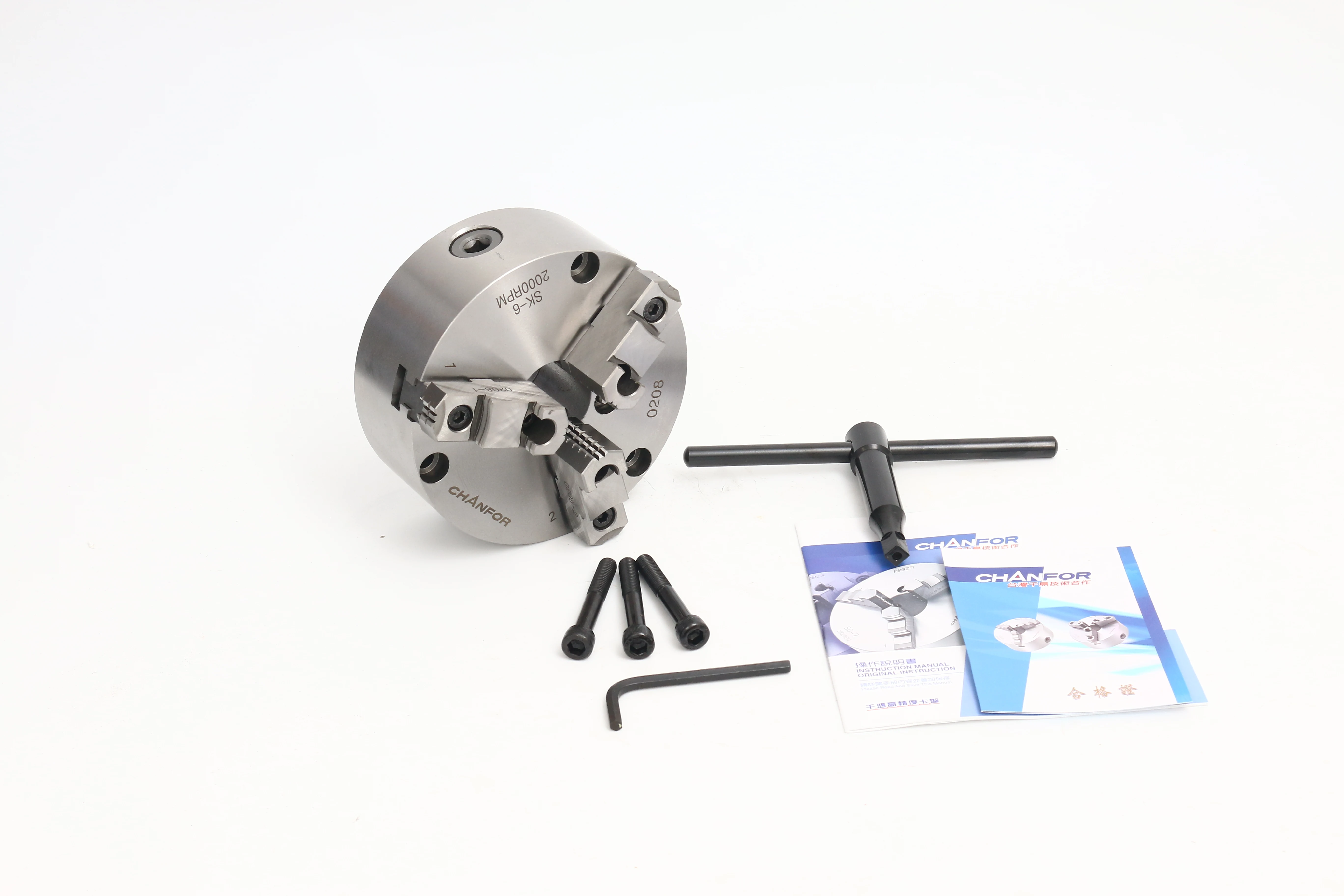 Taiwan Brand CHANFOR SK-6 Three-Jaw Manual Chuck, Stainless Steel