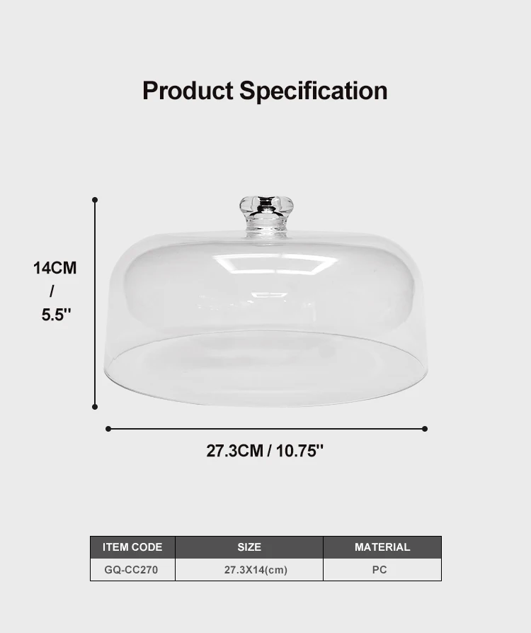 Unbreakable dustproof polycarbonate dessert tray display plate cookie stand covers plastic cake cover cake dome details