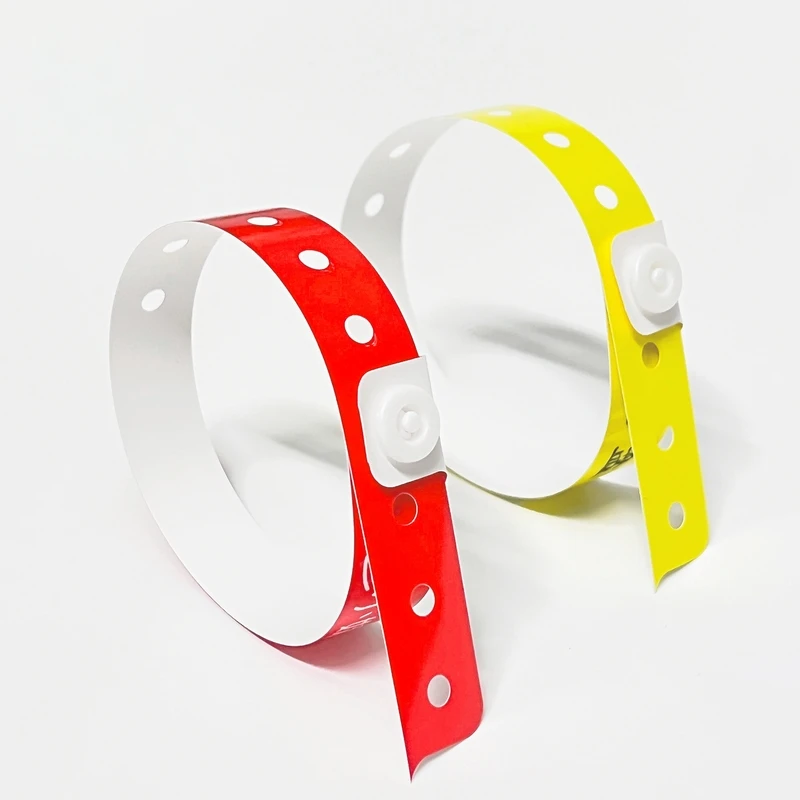 Factory Disposable Custom PVC Vinyl Bracelet Bar Code Theme Amusement Park Paper Admission Ticket Waterproof L Shaped Wristband