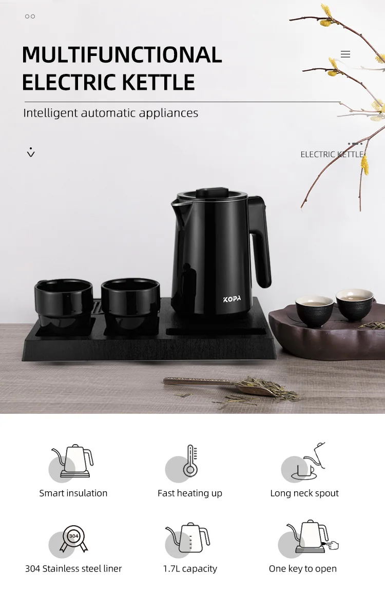 Classical 1.7l Electric Kettle Stainless Steel Jug Electric Tea Pot Set ...