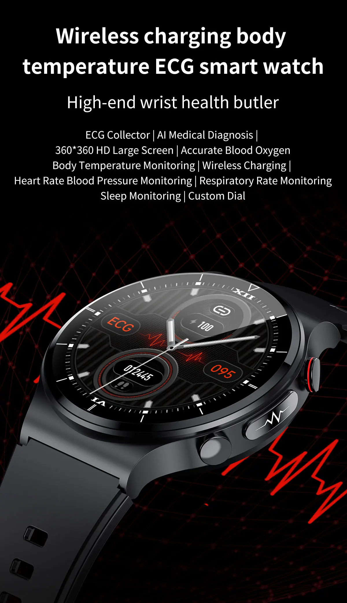 2022 New ECG+PPG Smart Watch Men Sangao Laser Health Heart Rate Blood Pressure Fiess Sports Watches IP68 Waterproof Smartwatch 0