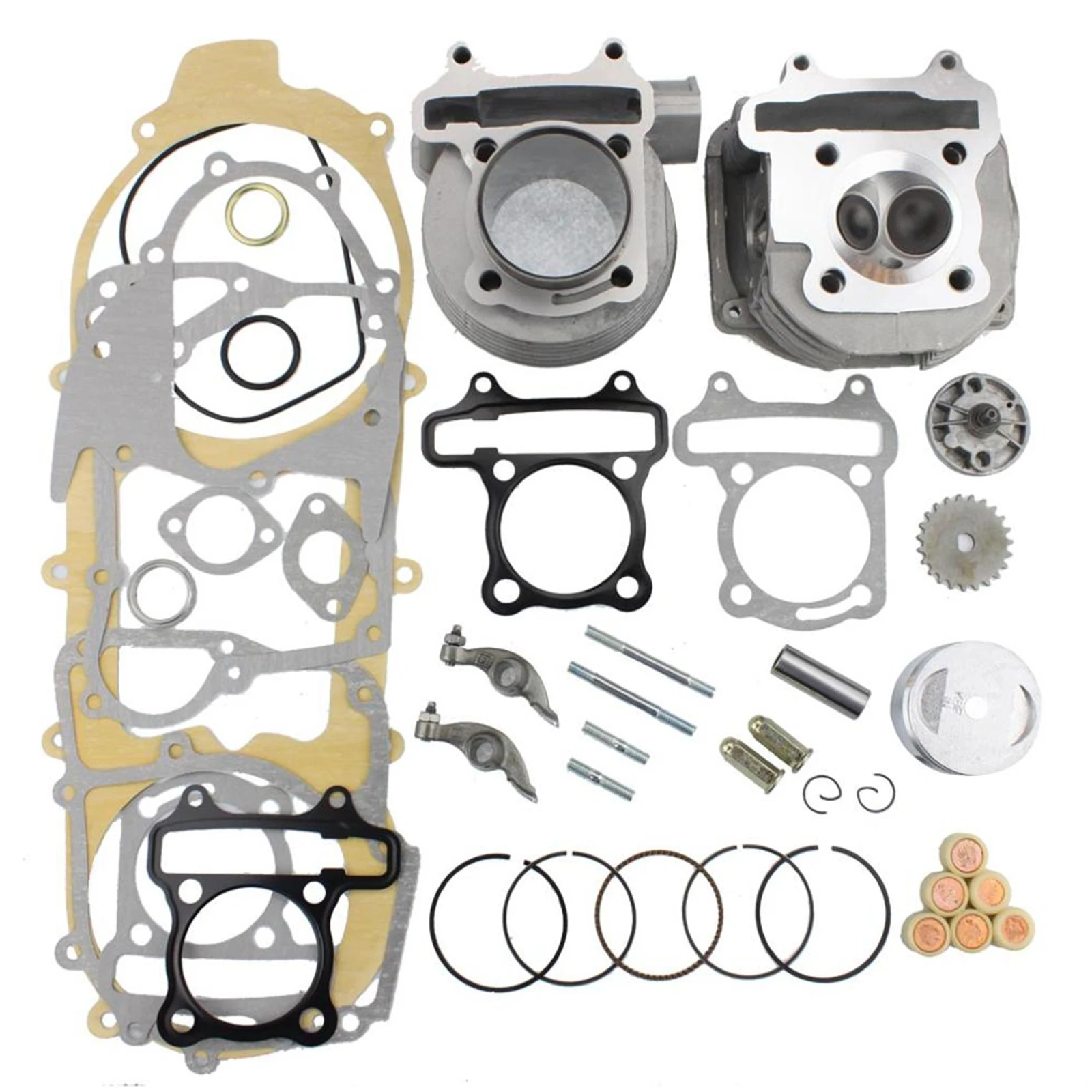 150cc 157QMJ 152QMI Big Bore Rebuild Kit for quads go-karts motorcycles head chinese scooter GOOFIT 57.4mm Cylinder Engine Cylinder Heads Kit GY6 4 Stroke 125cc 