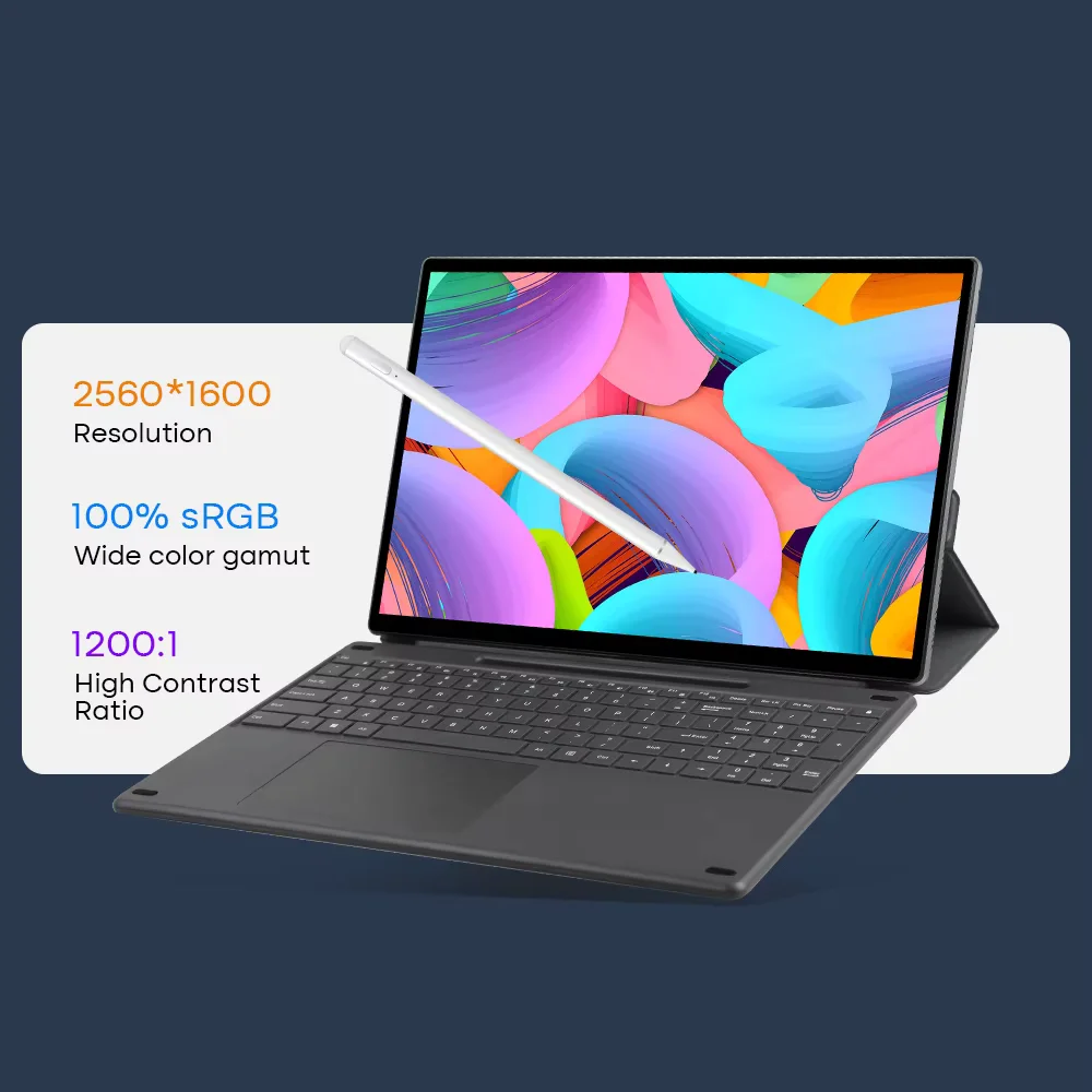 2 in 1 Notebook 16 Inch Laptop Tablet Big Screen Dual Win11 N95 Core I3 ...