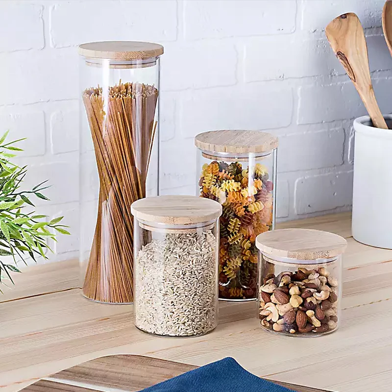 High Borosilicate Kitchenware Storage Square Clear Glass Storage Jar Spice  Jar Cookie Candy Packing with Airtight Bamboo Lid - China Glass Jar and  Glassware price