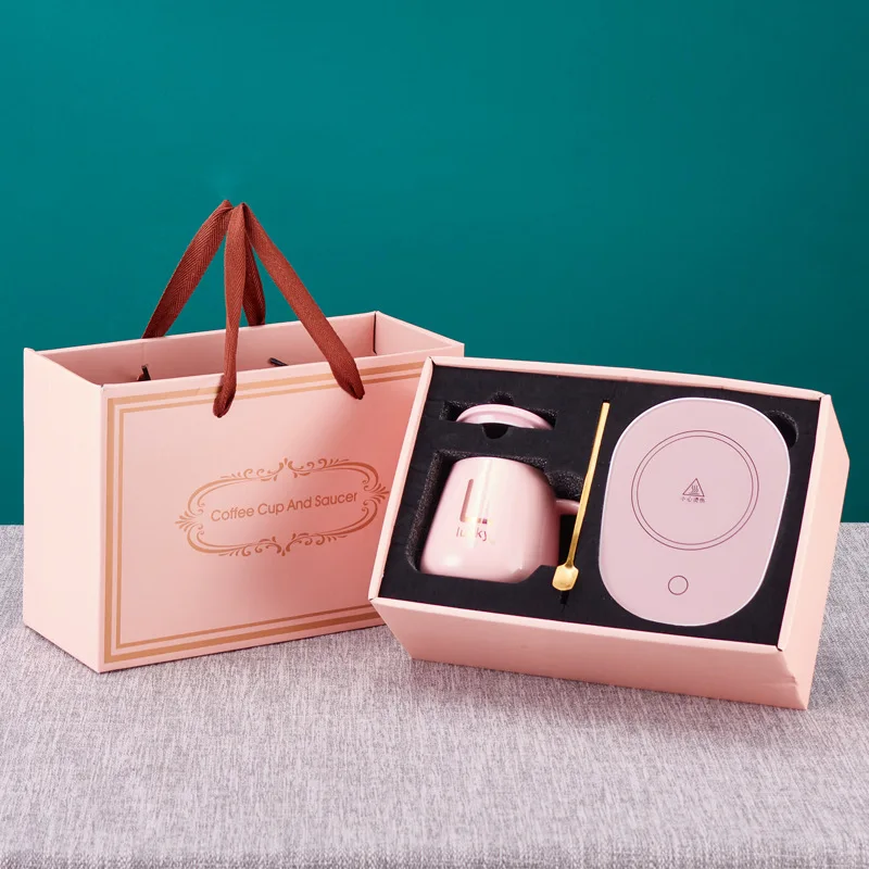 Современная роскошная горячая Распродажа подарочный набор чашка с подогревом 55 градусов керамическая кружка для кофе и молока
