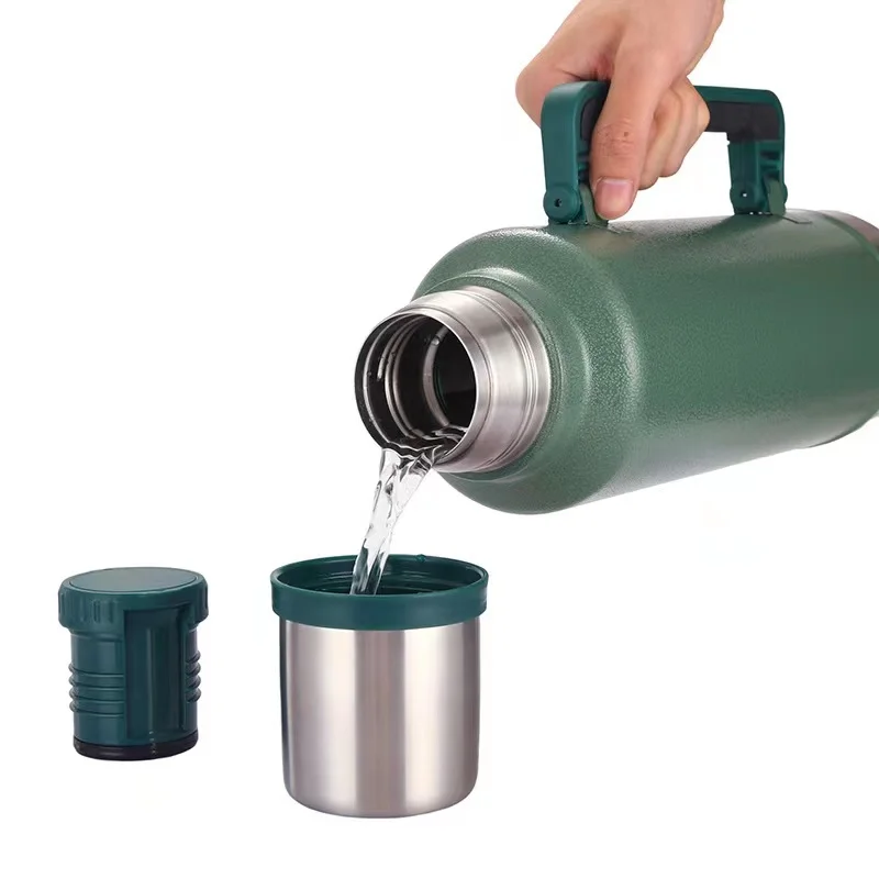 1.9L 1.4L 1L Classic Vacuum Insulated Wide Mouth Travel Green Bottle 18/8 Stainless Steel Themo Flask Cup Keep Hot