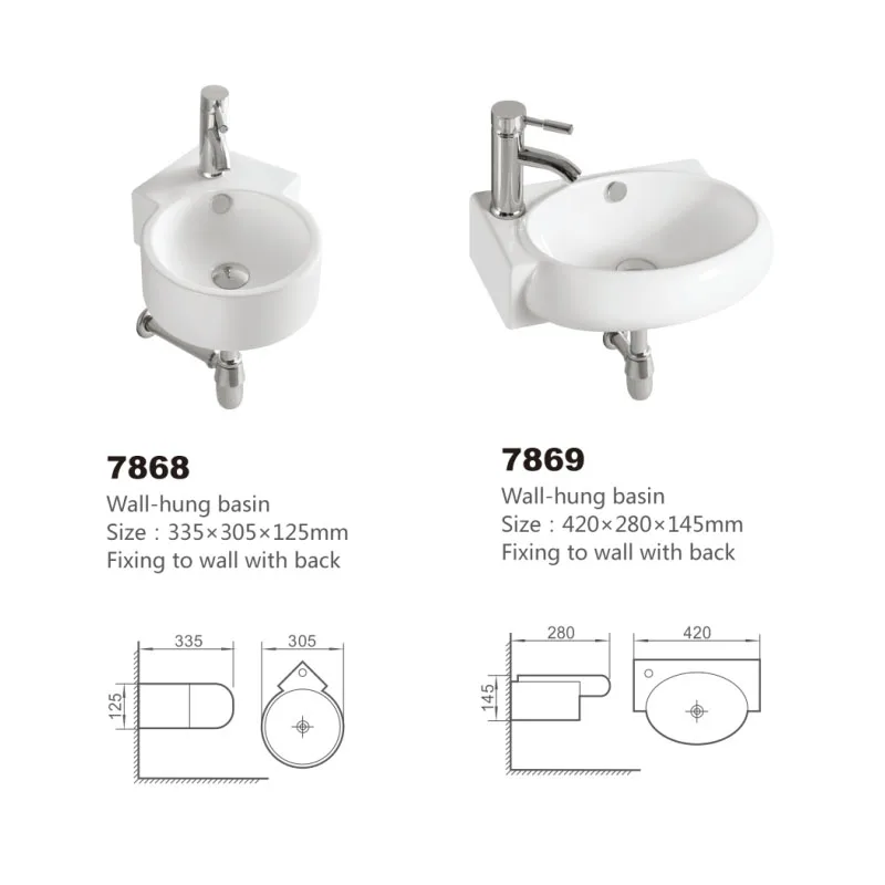 Small Size Wall Hung Basin Corner Ceramic Round Basin Hanging Wash Basin For Bathroom