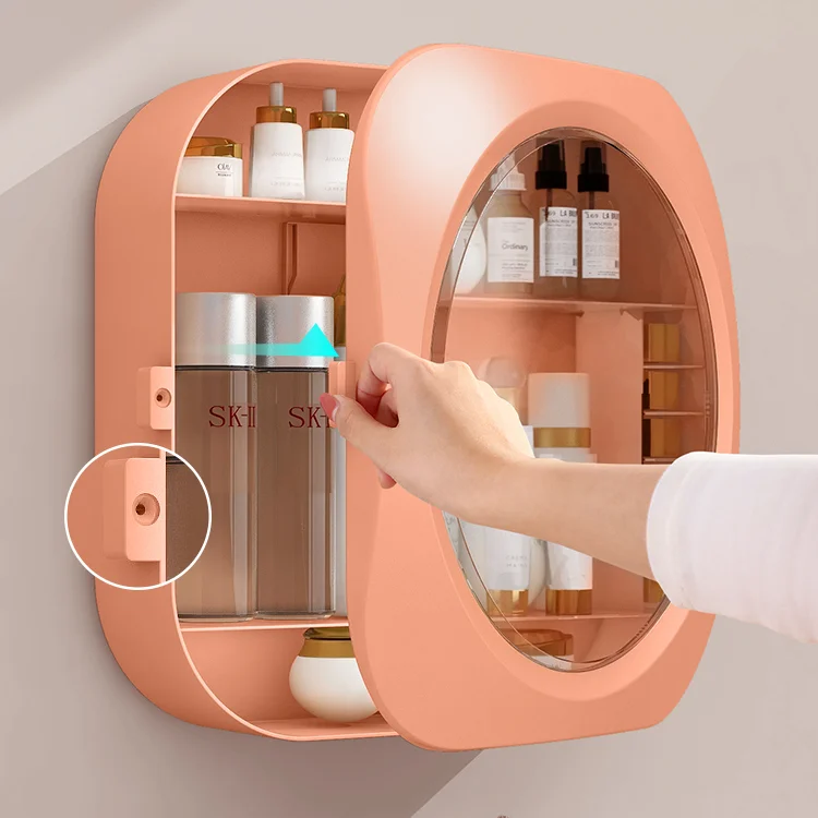 Drill-free Easy Install Bathroom Makeup Holder Waterproof Wall Hanging Cosmetics Organizer Bathing Products Storage Box