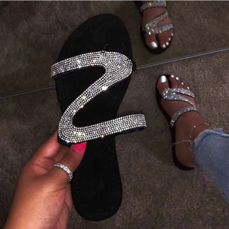 black diamond flat sandals