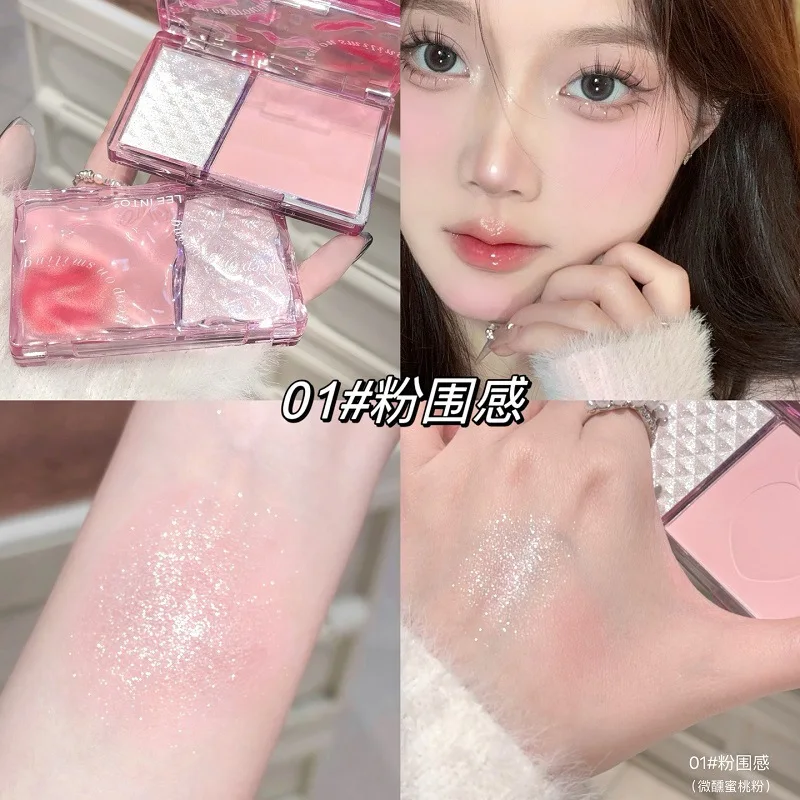 Customizable Logo LEEINTO Highlighter Palette Sweet Matte Shimmer Blush Palette for Girls