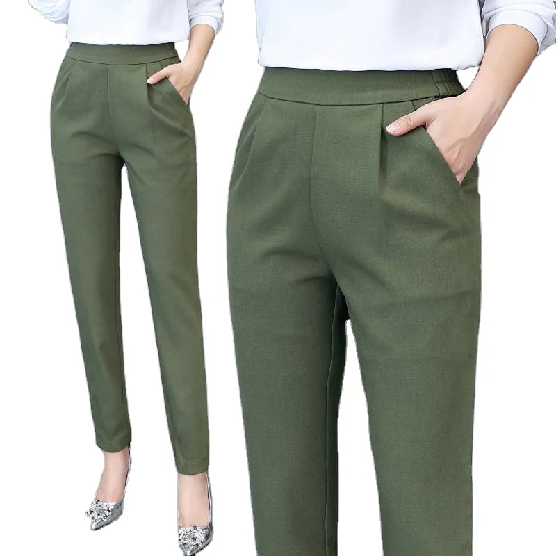 Split Suit Pants Women High Waist Office Ladies Ankle-length Casual  Trousers Spring Autumn Formal Haren Pencil Pants Work Cloth
