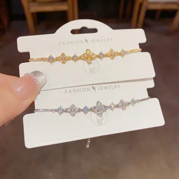 Niche Temperament Fashion Design Sense Full of Diamond Petal Bracelet Personality Light Luxury Hundred Hand Jewelry Wholesale