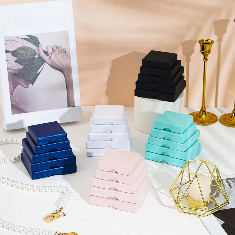 Personalized Design Paper Cardboard Jewelry Box Package Organizer 100pcs Logo Custom Jewelry Box for Gift with Black Foam