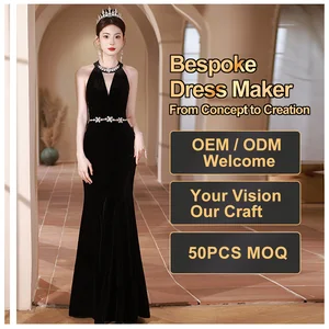 OEM Custom Winter Elegant Velvet Evening Dresses Celebrity Style High-end Fishtail Hip Dress Elastic Sexy Diamonds Women Clothes