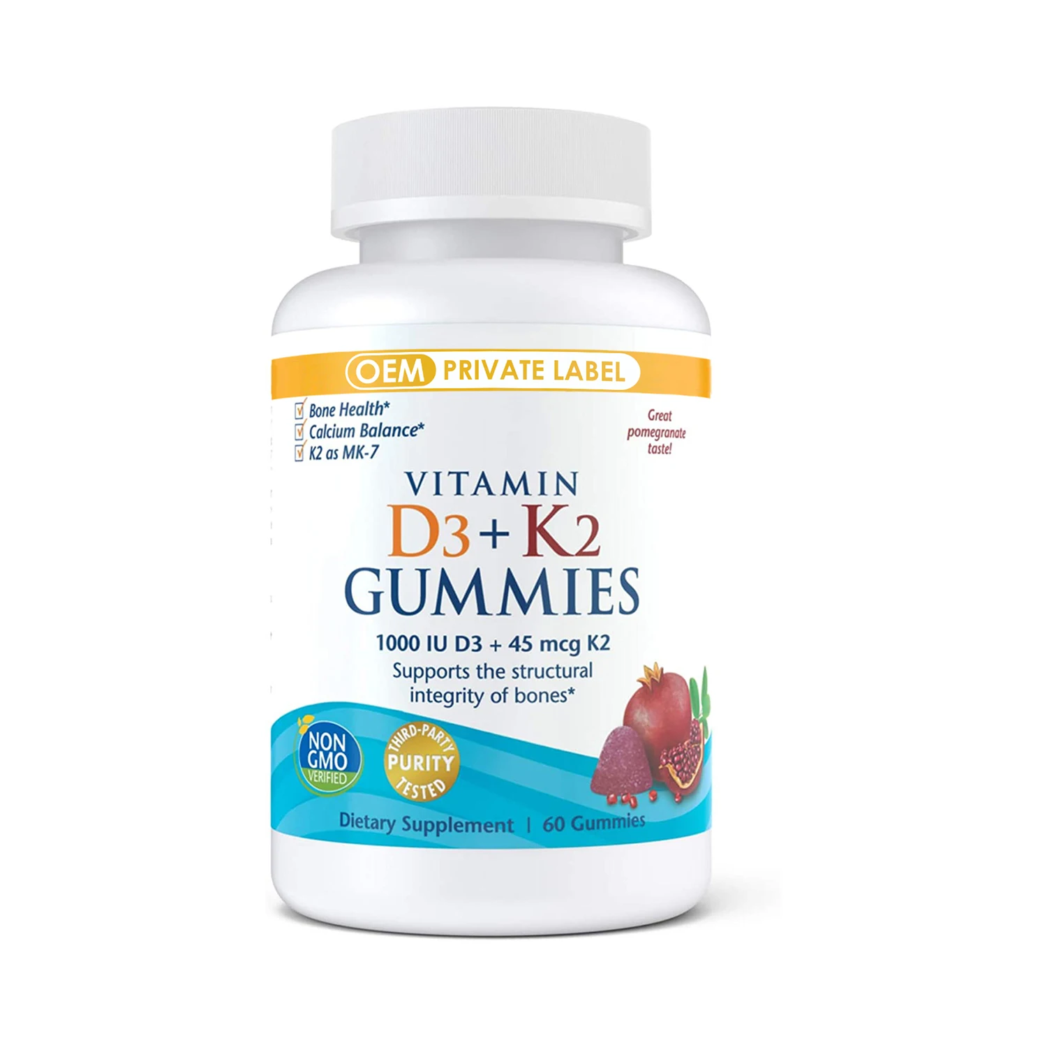 Oem Organic Vitamin D3 K2 Gummies 1000 Iu Vitamin D3 + 45 Mcg Vitamin ...