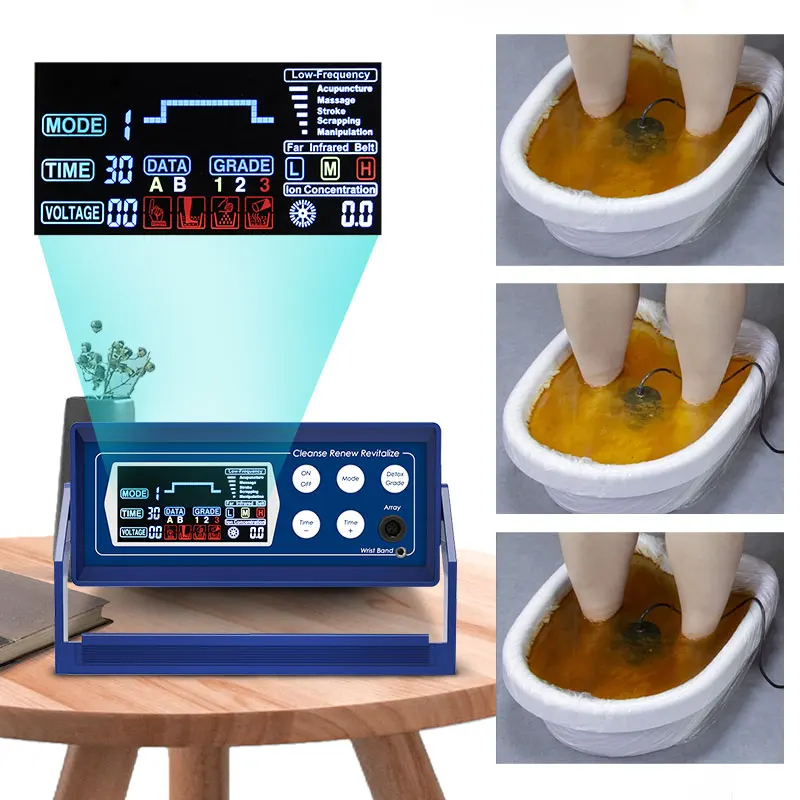 Beautiful Dark Blue Foot Detox Cleanse Machine Footbath Ion Detoxifier Device Foot Soaking