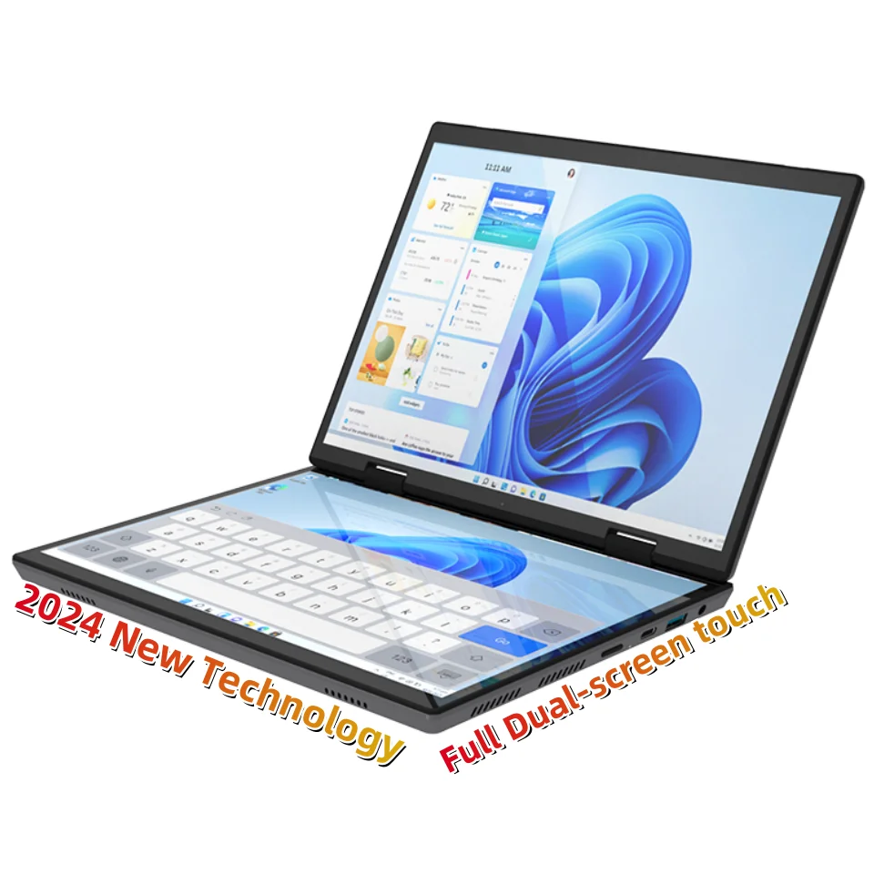 2024 New 14Inch 2 in 1 YOGA Intel N95 12th Gen 3.4GHZ DDR4 Dual Display Double Full Touch Screen Laptop 111045