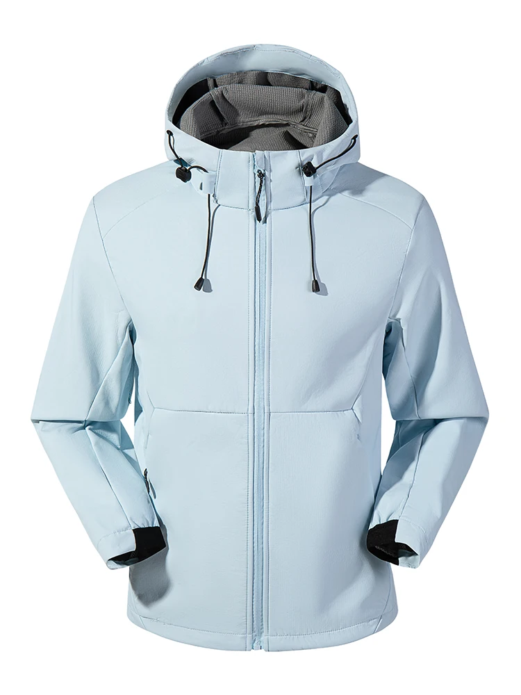 Thick-lined softshell jacket, adjustable hood, windproof, unisex outdoor outerwear