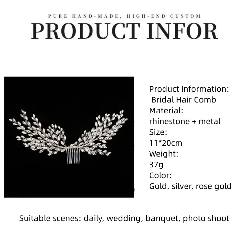 Свадебная расческа для волос со стразами свадьбы банкета ювелирные изделия головной убор аксессуары женские головные уборы заколки в форме крыла