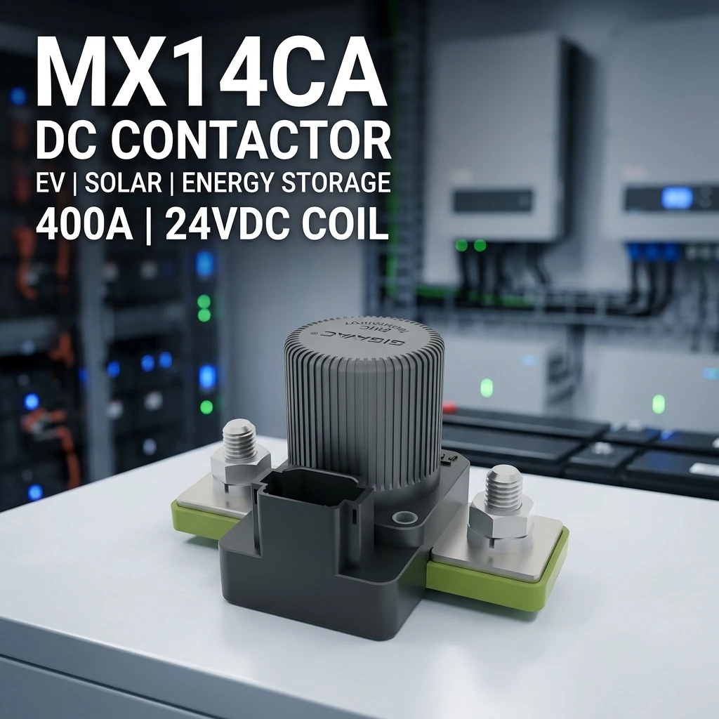 คอนแทคเตอร์หลักแบบห้องปิดผนึกประสิทธิภาพสูงรุ่น MX14CA สำหรับ Sensata-Gigavac กระแส 400A, แรงดันไฟฟ้าตรง 24VDC ให้การสัมผัสที่มั่นคง เหมาะสำหรับยานพาหนะไฟฟ้า