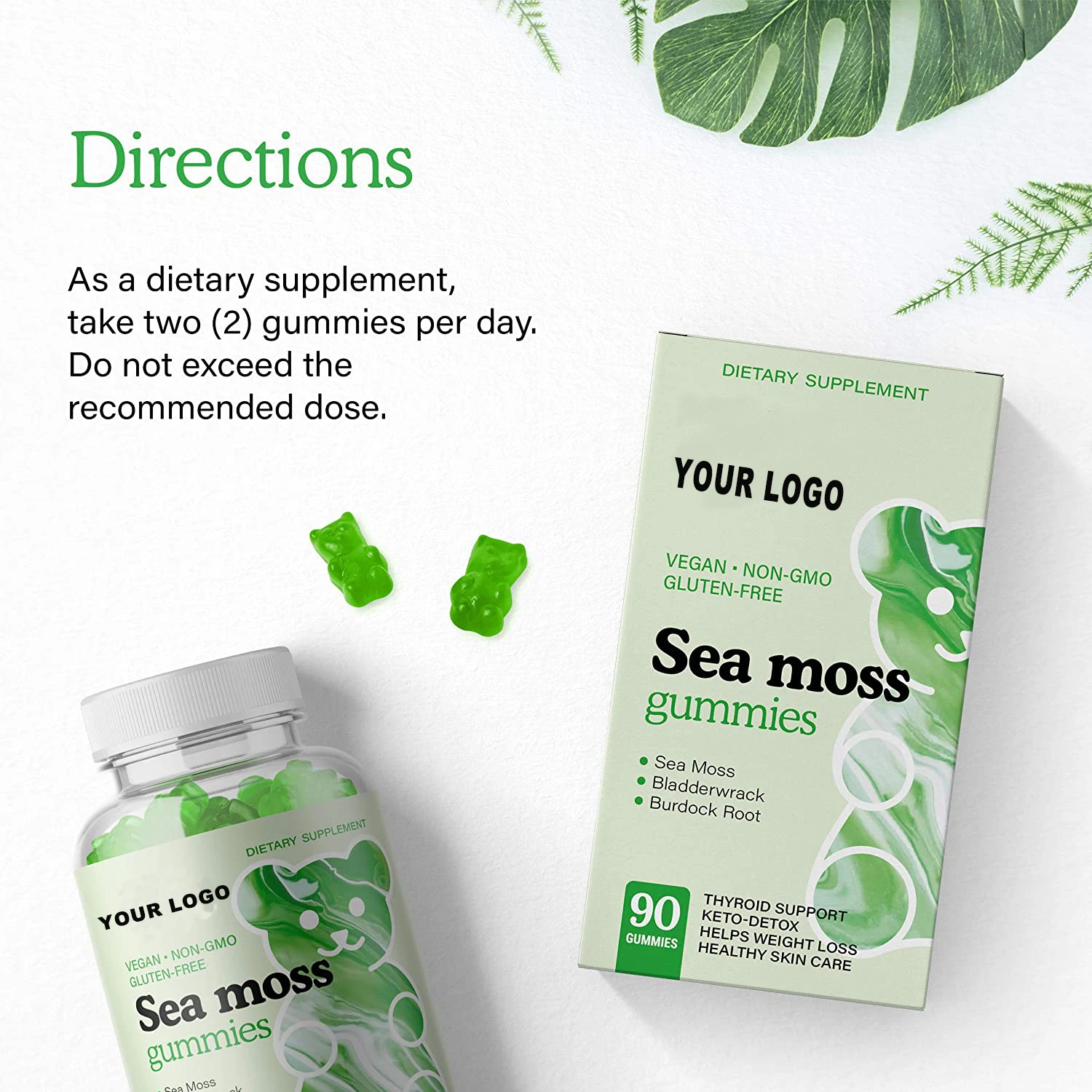 Фирменная натуральная многофункциональная 1600 мг ирландский морской мох, диетические добавки