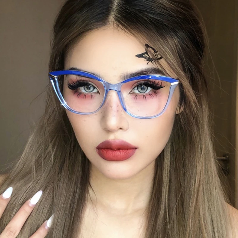 Cat Eye Computer Glasses Anti Blue Light Colorful Frame Eyewear TR90 Blue Light Blocking Eyeglasses Frames