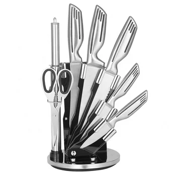 Hot 8 Pieces High Carbon Stainless Steel chef Kitchen Knife Set with Hollow Handle