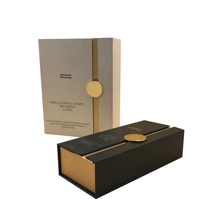 Luxury Empty Black Color Kraft Storage Beauty Cosmetics Cream Box Set Packaging for Cosmetic