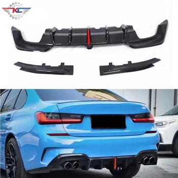 KBL type Auto Carbon Fiber Rear Trunk Diffuser with splitter for BMW 3 series G20 pre 2019+