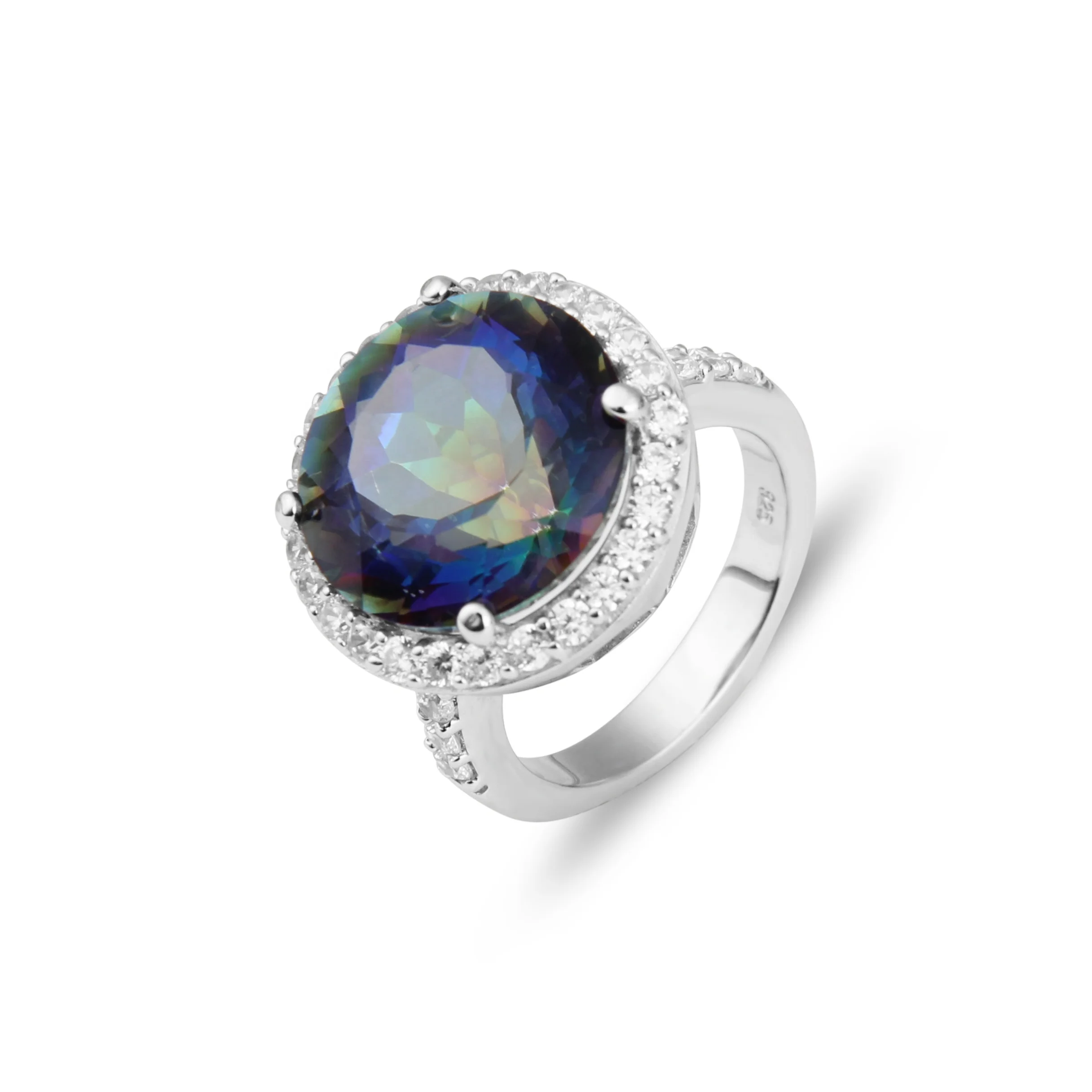 Abiding Fashion Round Gemstone Ring 925 Sterling Silver Mystic