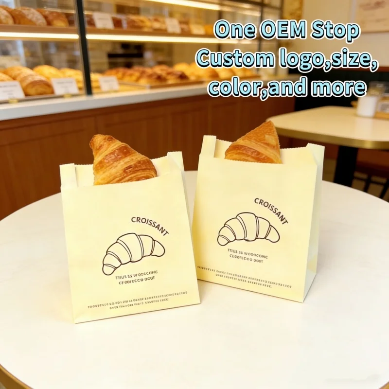 تصنيع كيس قهوة من ورق الكرافت المتين المقاوم للزيت باللون البني المخصص ، كيس من الورق البني ساندويتش كوكي مخبز SOS