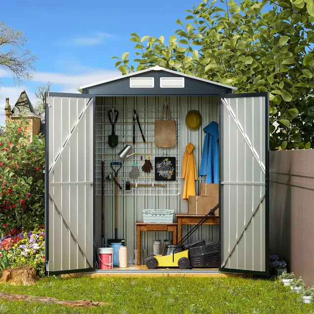 Easy Assembly  Compact Small Outdoor Storage Shed  with  Double Lockable Doors