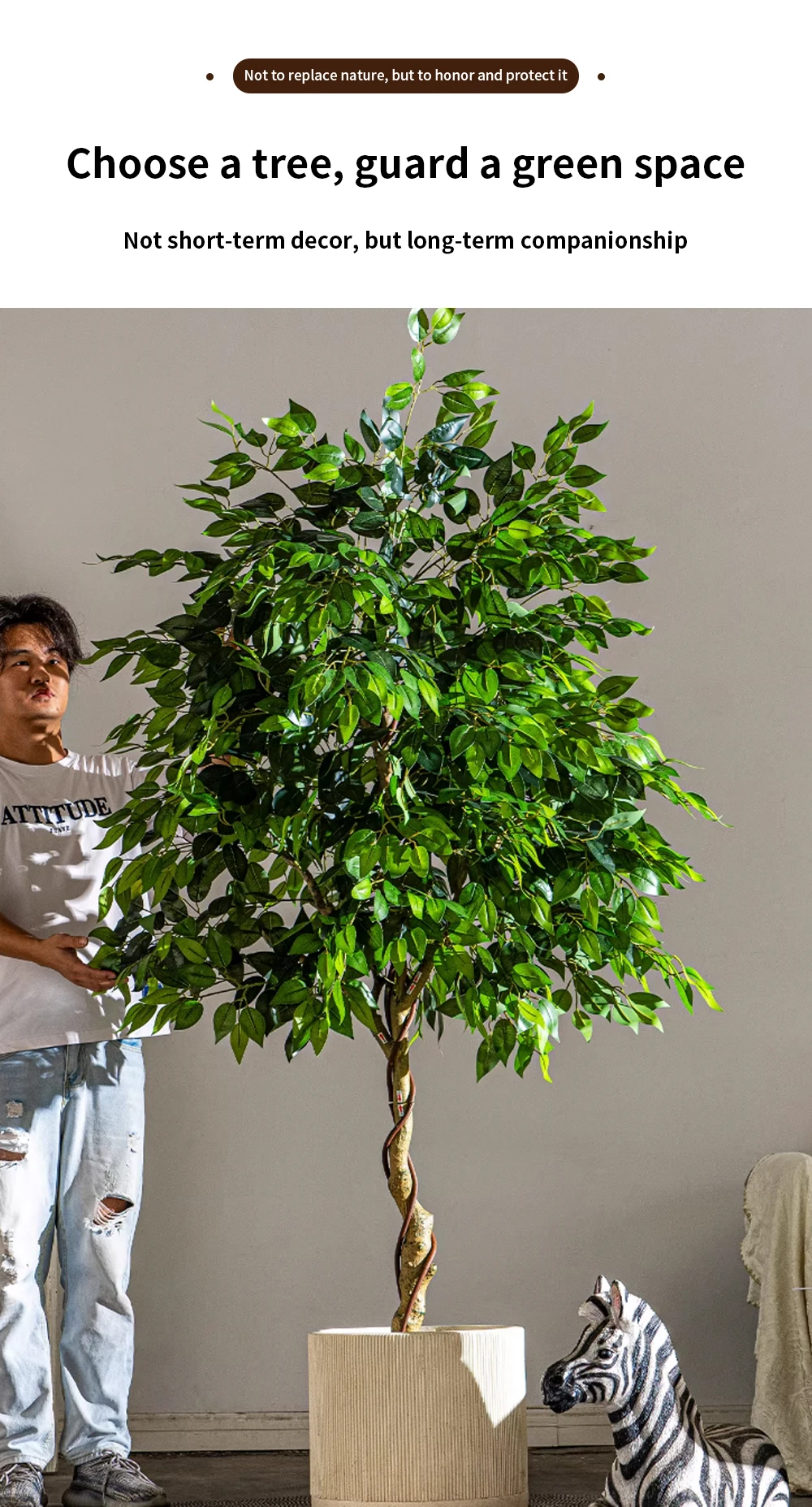 product artificial ficus benjamina tree real touch green artificial plant for indoor decoration-9