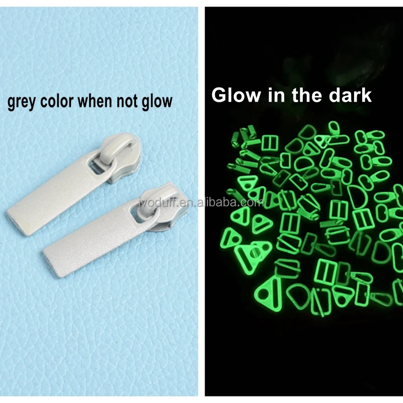 Glow in the Dark Metal Handbag Hardware Accessories Snap Hook Slider Triangle Ring D Ring Zipper Pull