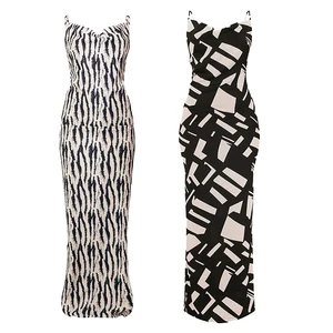 New Arrival Factory Designer Digital Print Floral Elegant Dress Women Summer Custom logo Maxi Evening Party Dress