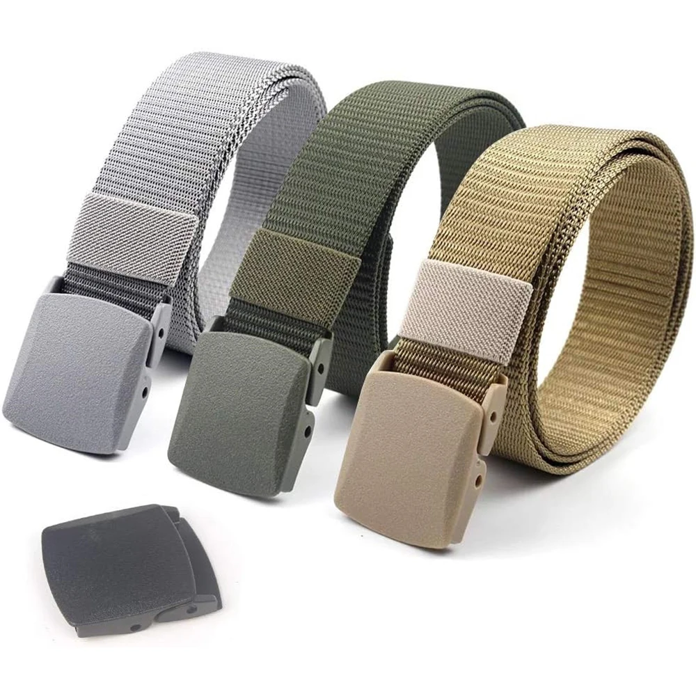 Lightweight Durable Nylon Canvas Plastic Buckle Belt Travel Adjustable Nylon Web Slide Tactical Belts