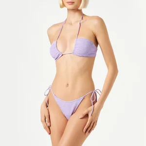 Popular Custom Swimsuit Towel Fabric Halter Neck Designer Bikinis for Women Comfortable High Quality and Fashionable Swim Wear